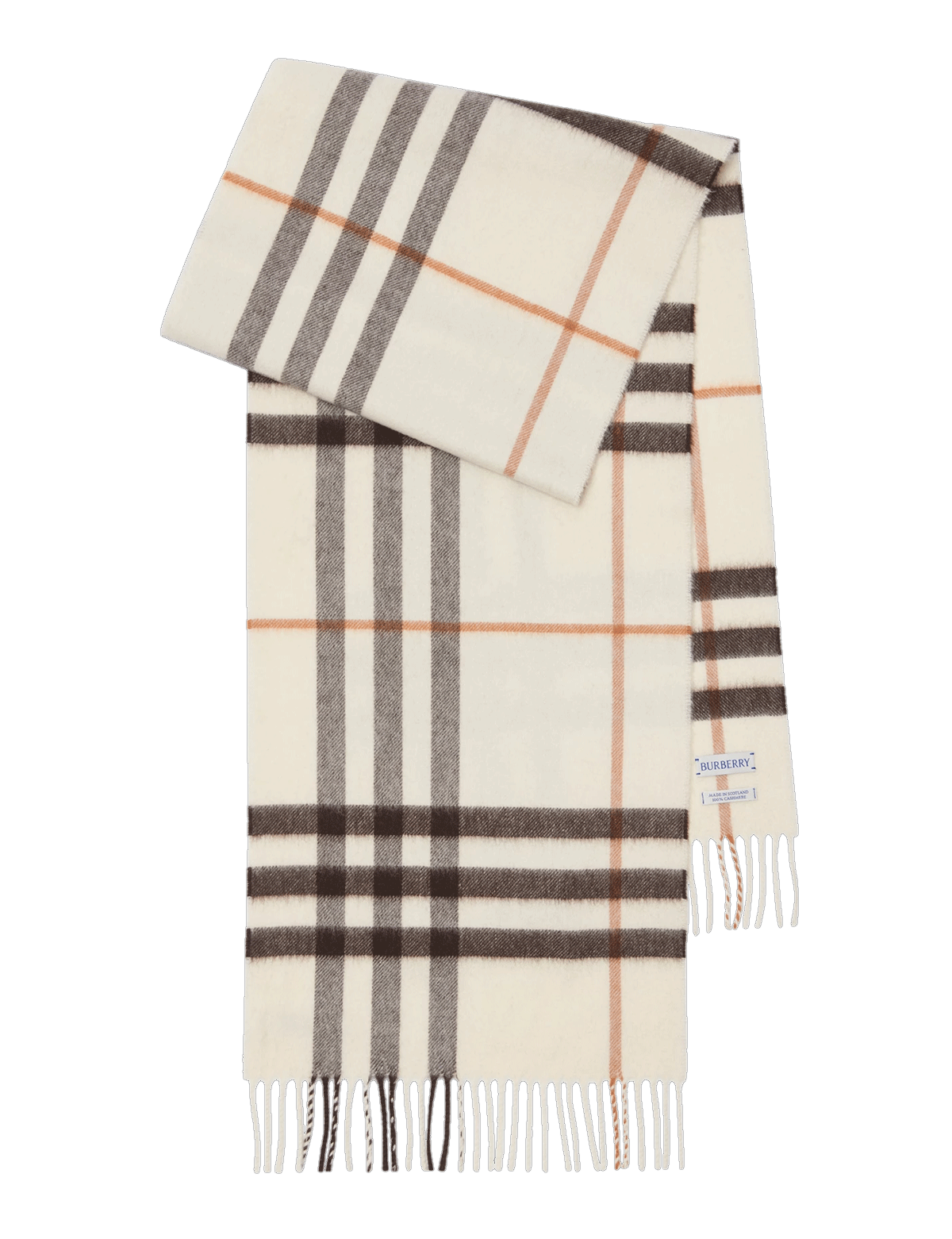 Check Cashmere Scarf in Pebble white